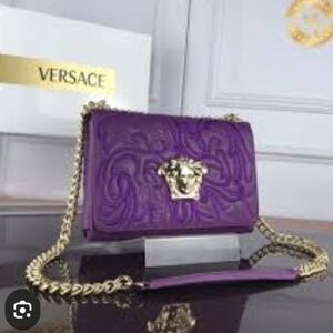Versace Purple Embossed Crossbody Bag